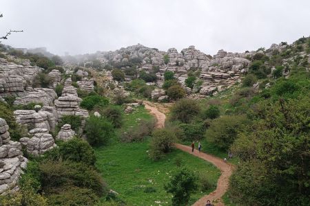 Felsen und Wanderweg in El Torcál.