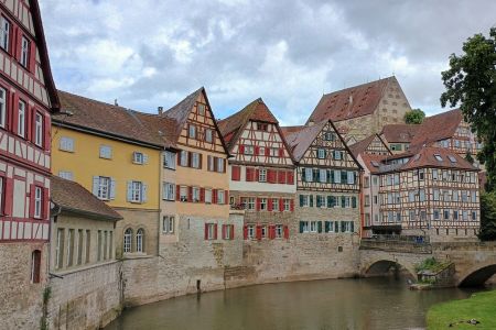 Mittelalterliche Fachwerkhäuser in Schwäbisch Hall.