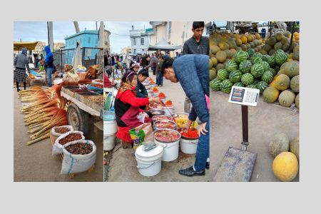 Szenen auf dem Markt in Nukus, Usbekistan.