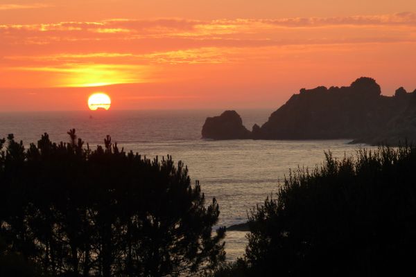 Sonnenuntergang bei Fisterra, Galicien.