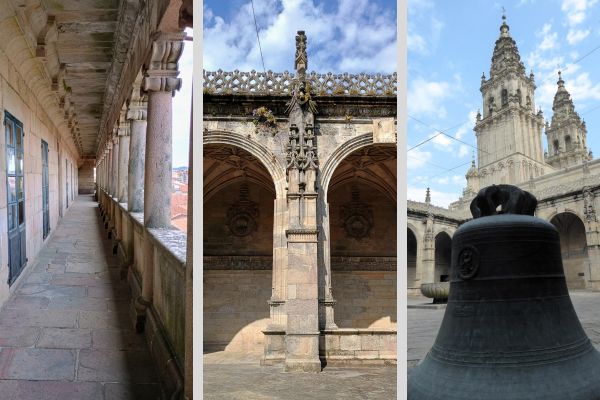 Impressionen vom Kreuzgang und Balkon des Museums der Kathedrale von Santiago de Compostela.